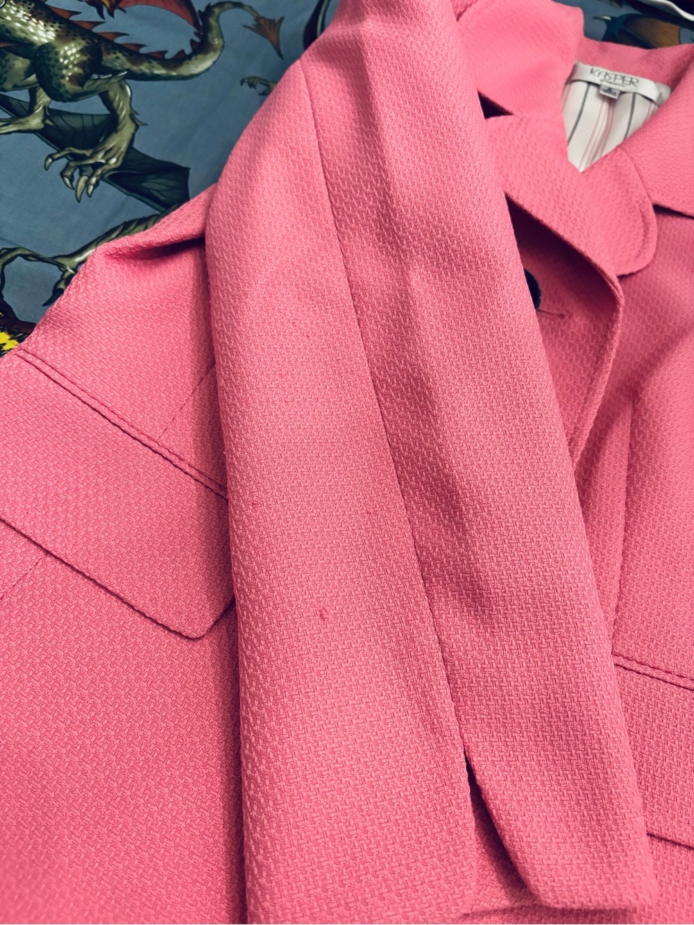 Vintage Kasper Barbie-Pink Textured Blazer, 2 - Picture 3 of 4